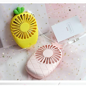 Quạt điều hòa mini cầm tay hình TRÁI CÂY, quạt tích điện 2 mức gió siêu mát có ĐÈN siêu tiện dụng mã QDH15, cổng sạc USB