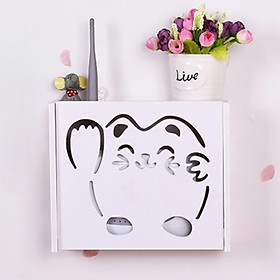 Mua Kệ wifi mini Mèo may mắn treo tường không khoan - tặng kèm 3 móc treo cường lực