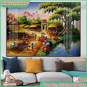 Mua Tranh tráng gương MDF cao cấp làng quê  đồng quê Việt Nam TẶNG KÈMĐINH TREO ĐQ43