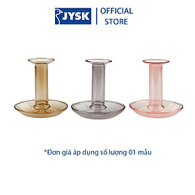 Chân nến JYSK Edgar thủy tinh nâu xám hồng DK10xC10cm