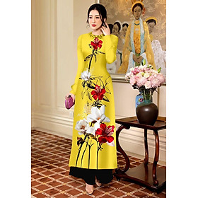 (HCM) Áo dài in 3D họa tiết hoa lan cao cấp D030 - Khánh Linh style - Lady Fashion