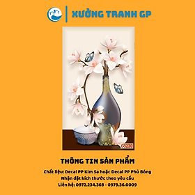 Tranh Dán Tường 3D Gia Phạm Phòng Khách, Phòng Ngủ Bình Hoa Phủ Bóng Có Sẵn Keo - Nhận Đặt Kích Thước Theo Yêu Cầu