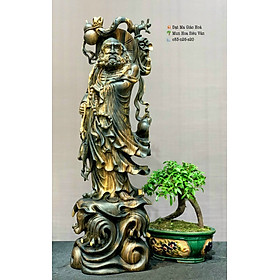 Tượng đạt ma sư tổ bằng gỗ mun hoa đục kỹ đẹp long lanh kt cao 83×26×20cm