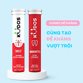 Combo Đề Kháng - Viên sủi KUDOS IMMUNITY gấp đôi đề kháng + Viên sủi