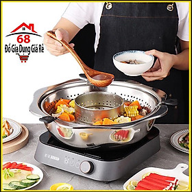 Mua Nồi lẩu xoay inox 2 tầng Hàn Quốc dùng được cả bếp từ và bếp gas ~