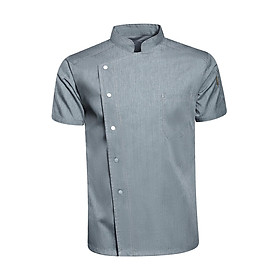 Unisex Chef Coat Jacket Short Sleeve Cooking Uniform for Food Service Hotel Bakery - 3XL