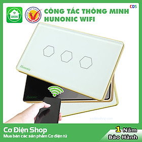 Mua Công Tắc Thông Minh Hunonic Wifi   Điều Khiển Từ Xa Bằng Điện Thoại   Hình Chữ Nhật  Viền Vàng - Hàng Chính Hãng