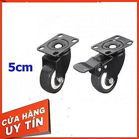 Bộ 4 bánh xe đẩy hàng (2 xoay có khóa - 2 cố định) loại tốt Kt 50x25 mm - Tải trọng 150kg - Di chuyển đa mặt sàn