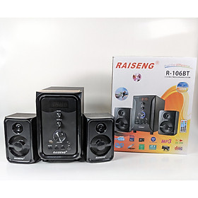 Loa vi tính Raiseng R-106BT - Âm thanh 2.1 chân thực sống động - Công suất cao, bass cực chắc - 2 loa vệ tinh 1 loa sub - Chỉnh vol, bass, treble ngay trên loa - Kết nối Bluetooth 4.0, AUX, USB, SD