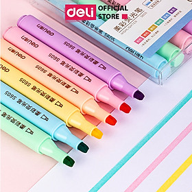 Set 6 Chiếc Bút Highlight Hai Đầu Bút Nhớ Dòng Đánh Dấu Dạ Quang Take Note Ghi Chú Deli - Bảng Màu Pastel Macaron - 33002 S605 S735 S134