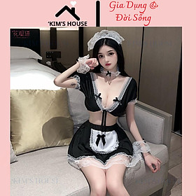 Tặng Kèm Bờm Tóc - Cosplay Nữ Hầu Gái, Nữ Bồi Bàn, Nữ Phục Vụ, Set Đồ Lót Nữ Gợi Cảm Tôn Dáng C071