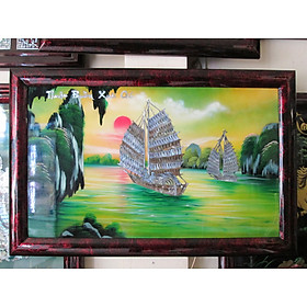 Mua Tranh Sơn Mài - Thuận Buồm Xuôi Gió - Cẩn Ốc Đẹp - Mang lại may mắn  tài lộc cho gia chủ  kích thước 60x90 cm