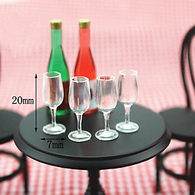 1/12 Dollhouse Miniature Tableware Plastic Cup Wine Glass Juice Glass Goblet 4 Pieces Kids Pretend Play Toy