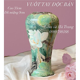 Mua Lọ hoa gốm sứ Bát Tràng cao cấp vuốt tay độc bản vẽ tay cao 33cm