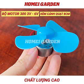 Bộ motor 300 3V - 6V kèm cánh quạt 8cm chế quạt DIY - HM0059