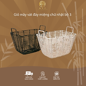 Mua Giỏ mây vát đáy miệng chữ nhật bộ 3 - 2 màu (Trắng/Đen) - Kích thước đa dạng - Bền bỉ theo thời gian