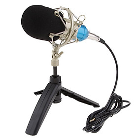 BM800 Plug and Play Condenser Microphone, Home Studio Recording Broadcasting Interview Karaoke with Tripod Stand Filter Shield