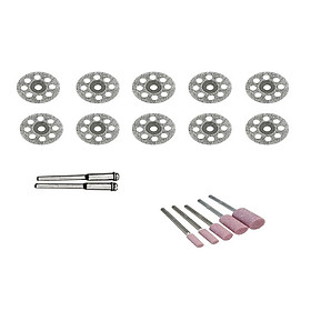 Mua Combo 10 lưỡi cắt phủ kim cương có lỗ thoáng chân 3mm đường kính 30mm và 5 mũi đá mài chân 3mm dùng cho máy khoan mài khắc mini đa năng