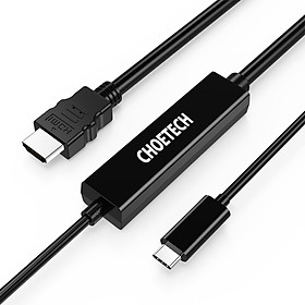 Dây cáp chuyển đổi cổng PD Type-C ra cổng HDMI chuẩn phân giải 4K  dài 5m hiệu CHOETECH CH0050 cho điên thoại Macbook (Tốc độ ổn định 10Gbps / 60Hz Video chất lượng cao 4K) - Hàng chính hãng