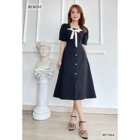 Đầm nhún vai nơ cổ BEMINE MT1564DEN