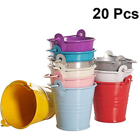 Xô kim loại nhỏ đầy màu sắc - 20 chiếc Xô nhỏ có tay cầm Xô kim loại nhỏ cho bữa tiệc kẹo nến Kích thước thực vật nhỏ