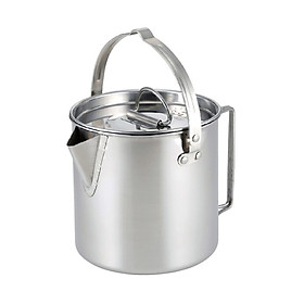 Outdoor Stainless Steel Kettle Folding Handle Camping Hung Pot Portable Coffee Pot Picnic Cooker 1.2L Teapot Cooking Accessory
