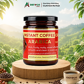 Lọ thủy tinh 45g_Cà phê AEROCO hòa tan sấy lạnh thăng hoa 100% Arabica