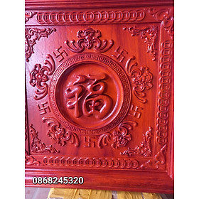 Mua Tranh ngũ phúc lâm môn gỗ hương đỏ kt 61×61×4cm