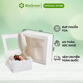 Mua Hộp giấy vuông đựng bánh kem  trang trí handmade kích thước 25x25x13cm