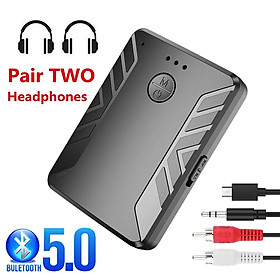 Bluetooth 5.0 Audio Transmitter Receiver Headphones 3.5mm AUX RCA Wireless Adapter