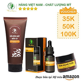 Bộ dưỡng trắng da mặt chuyên sâu Wonmom  1 sữa rửa mặt + 1 serum vitamin C