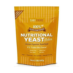 Pure Natural Non-Fortified Nutritional Yeast Flakes (8 oz.) Whole Food Based Protein Powder, Vitamin B Complex, Beta-glucans and All 18 Amino Acids