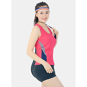Bộ tập thể thao nữ quần đùi áo 3 lỗ phối màu dọc bên hông