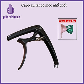 Mua Capo đàn guitar màu đen kim loại đúc có móc nhổ chốt gym hỗ trợ thay dây - Đặt hàng tặng pick