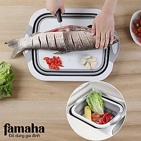 Mua Chậu nhựa gấp gọn kèm thớt đa năng  chậu gấp gọn kiêm thớt và rổ đựng đồ tiện ích FAMAHA