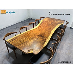 Mua Bàn Cafe Gỗ Me Tây  Bàn Sân Vườn Gỗ Me Tây  Bàn Gỗ Me Tây Nguyên Tấm Dài 3 15m Rộng 1 18m Dày 5cm