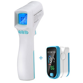 Nhiệt Kế Hồng Ngoại Không Tiếp Xúc + Máy Đo Nồng Độ Oxy Đầu Ngón Tay SPO2 Đo Tốc Độ Xung Tự Động Tắt Nguồn Trong Vòng 5 Giây