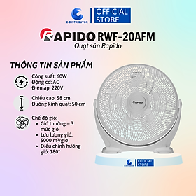 Mua Quạt sàn Rapido RWF-20AFM (Công suất 60W) - Hàng chính hãng - Điện áp: ~ 220V – 240V/ 50 Hz  - Công suất: 60W