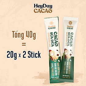 Bột Cacao Sữa Dừa Heyday - Combo 2 gói 20g - Bột cacao sữa dừa tự nhiên