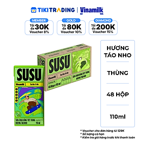 Sữa chua uống hương táo nho Vinamilk Susu - Thùng 48 hộp 110ml.