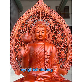 Mua Tượng phật liên hoa bằng gỗ hương đá  cao 58x36x36cm + lá chắn hào quang cao tổng 80cm