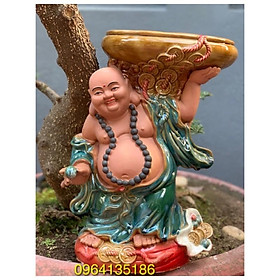 Mua Tượng di lặc tài lộc h42cm bê chậu trồng cây gốm sứ Bát Tràng