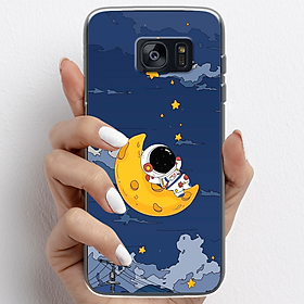 Ốp lưng cho Samsung Galaxy S7, Samsung Galaxy S7 Edge nhựa TPU mẫu Phi hành gia trăng vàng