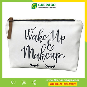 Túi Đựng Mỹ Phẩm Grepaco Đựng Đồ Cá Nhân Trang Điểm Đi Du Lịch Bằng Vải Bố Canvas Tote Cao Cấp, Chống Nước Nhẹ, Size Mini Khóa Kéo Đồng Dây Kéo Da - Hàng Chính Hãng