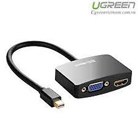 Cáp Chuyển Mini DP Male To VGA Và HDMI Female Ugreen 10439 - Đen - Hàng Chính Hãng