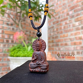 Mặt dây chuyền Phật gỗ trắc ngồi đài sen