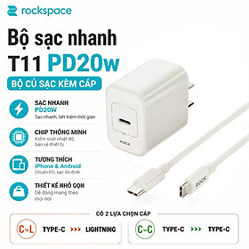 Bộ củ cáp sạc nhanh 20w T11 kèm dây sạc nhanhType-C to Type-C không nóng máy - Hàng chính hãng bảo hành 12 tháng