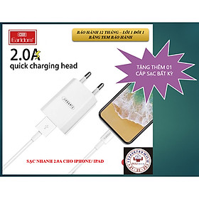 BỘ SẠC NHANH Earldom cho IPhone 12 pro 11 Xs Max Xr X 8 7 Plus - HÀNG CHÍNH HÃNG