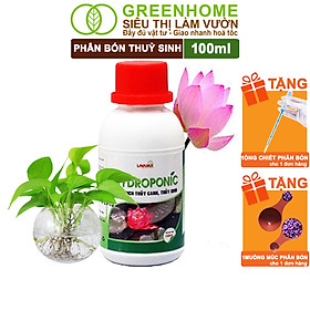 Dung Dịch Thủy Canh Greenhome, Lavamix, Chai 100ml, Phân Bón Cây Thuỷ Sinh, Hoa Sen, An Toàn Cho Cá, Tép Cảnh