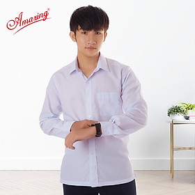 Áo sơ mi nam vạt ngang Amazing màu trắng, đồng phục học sinh các cấp, vải KT silk mềm mát, form slim fit, thân áo gọn đẹp, size từ 40 đến 100kg